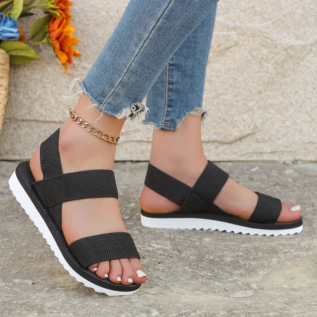 Sandalias planas para mujer – Chanclas informales antideslizantes en negro y caqui