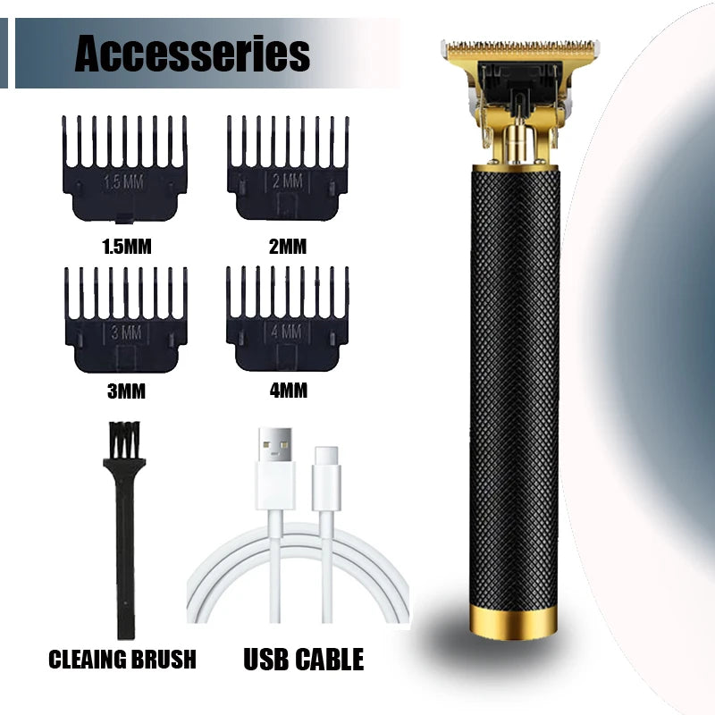 Professional USB Electric Hair Trimmer – 0mm Bald Fade, Cordless