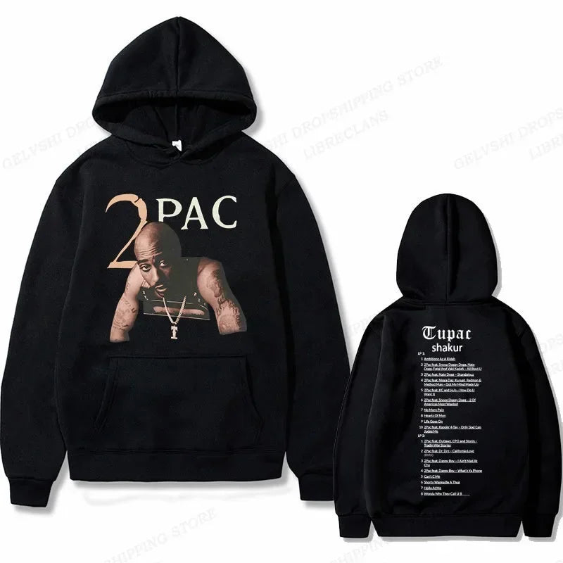 2Pac Graphic Hoodie – Unisex Oversized Fleece Hip Hop Sweatshirt
