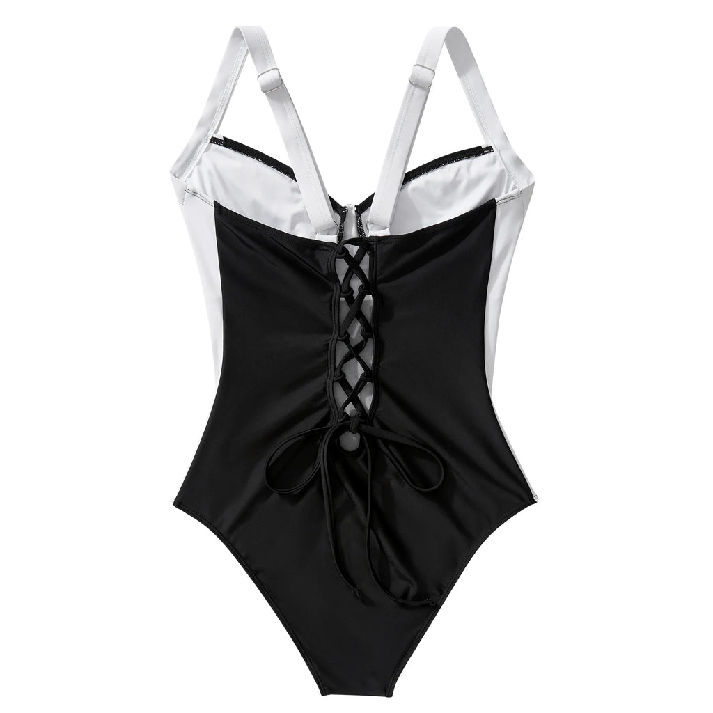 Traje de baño de una pieza con control de abdomen, tirantes finos, con forma, para mujer, estilo bohemio, bikini de talla grande, push up, liso