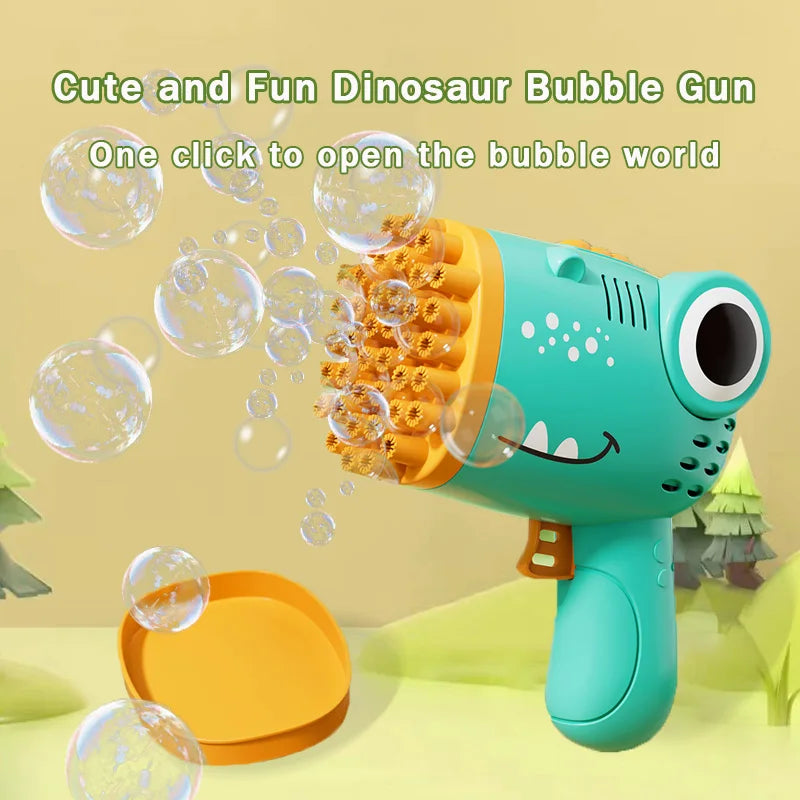 Dinosaur Bubble Gun – 40-Hole Electric Bubble Machine for Kids, Parties & Outdoors