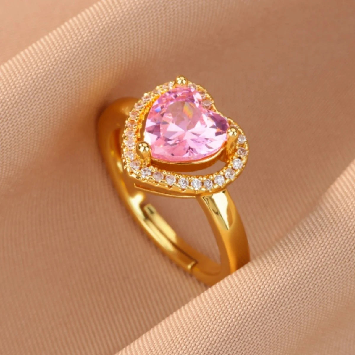 Colorful Cubic Zirconia Open Ring | 18K Gold Plated Stainless Steel | Boho Vintage Style | Women's Gift