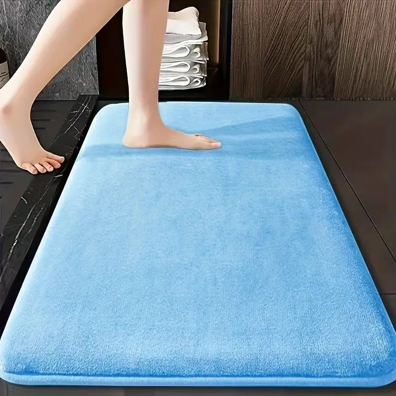 Solid Color Bathroom Mat - Non-Slip Absorbent Floor Mat (3 Sizes)