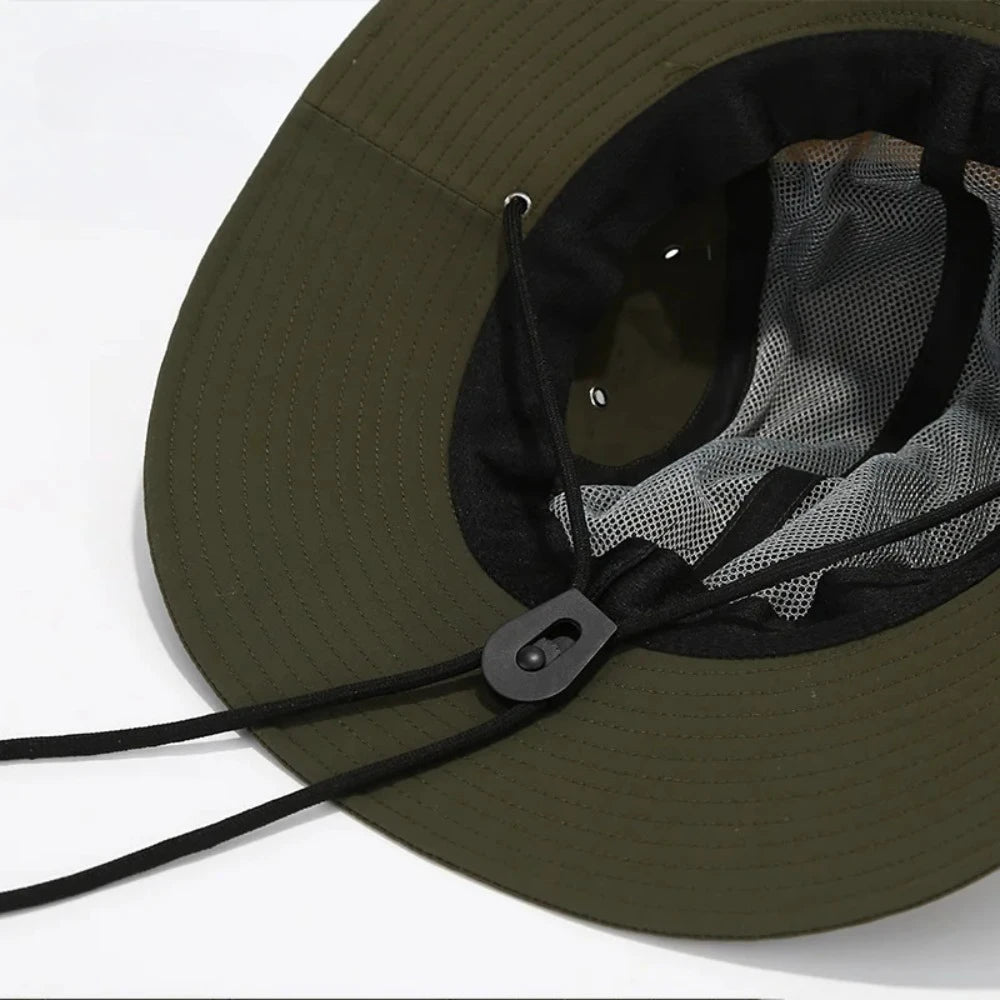 Gorro de protección solar de verano para mujer y hombre, para senderismo, pesca, visera, gorra de ala ancha con chal, de secado rápido, de pescador