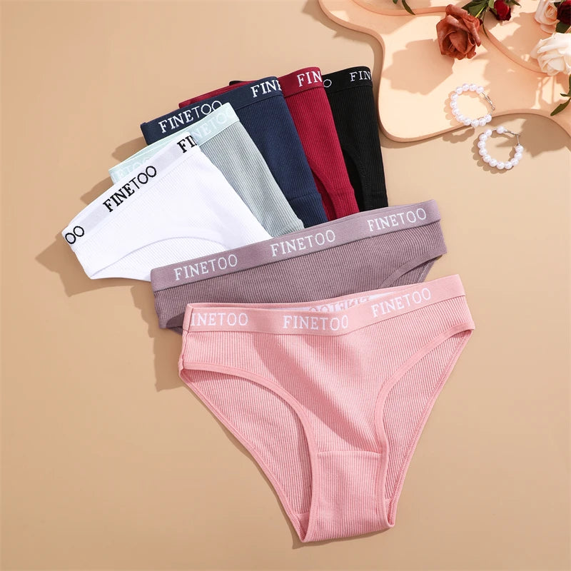 Women's 4-Pack Cotton Striped Briefs | Low-Rise Breathable Underwear M-XXL