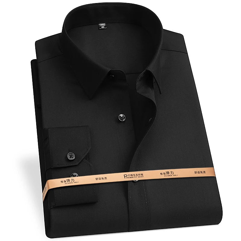 Men's Bamboo Fiber Dress Shirt — Wrinkle-Free, Slim Fit