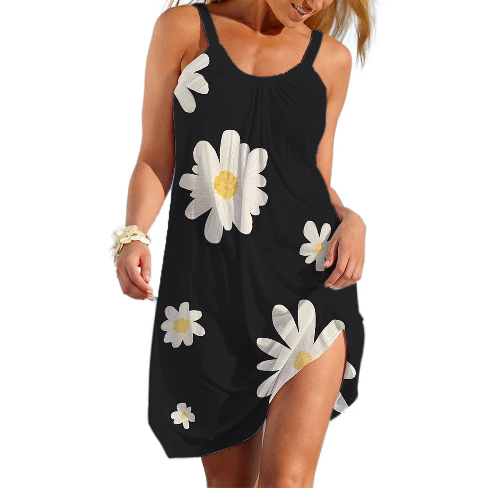 Women's Boho Floral Slip Dress | Ethnic Beach Holiday Loose Spaghetti Strap Dress S-XXXL