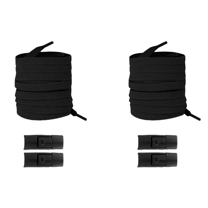 No-Tie Elastic Press-Lock Shoelaces – Flat 8mm, 100cm | Kids & Adults