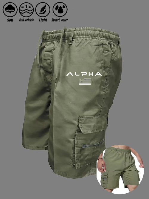 American Flag & Eagle Print Cargo Shorts – Patriotic Multi-Pocket Streetwear Shorts