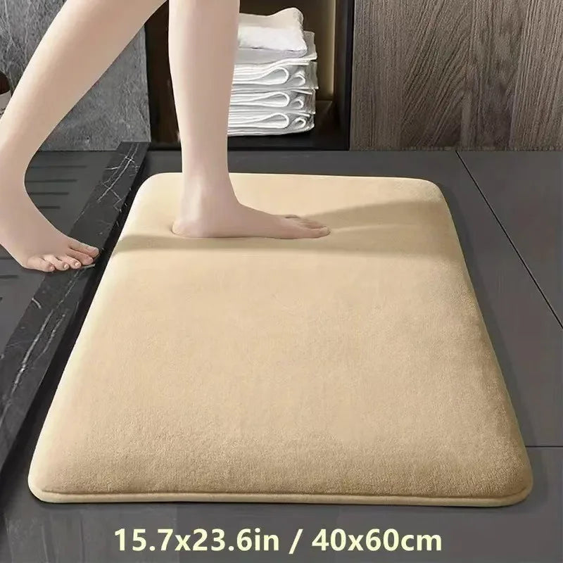 Solid Color Bathroom Mat - Non-Slip Absorbent Floor Mat (3 Sizes)