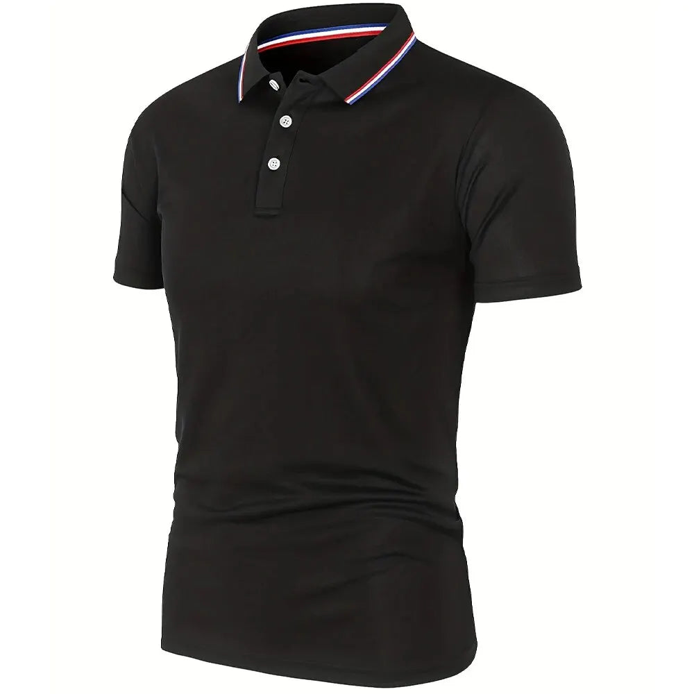 Men's Casual Polo Shirt - Breathable Short Sleeve Solid Color (S-XXL)