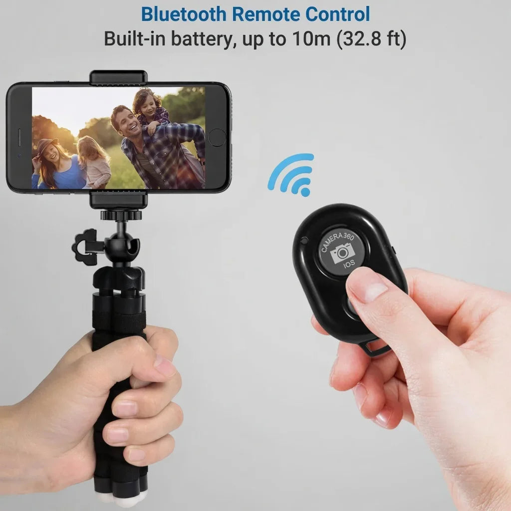 Mini Flexible Octopus Tripod – Universal Phone & Camera Stand with Remote