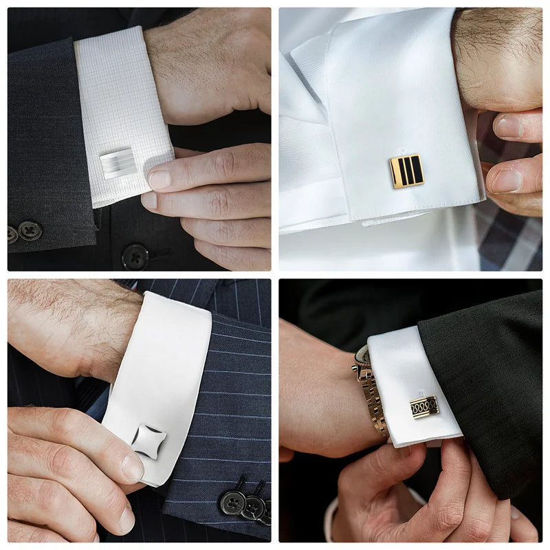 Square Cufflinks & Tie Clip Set | Unisex Dress Shirt Accessories