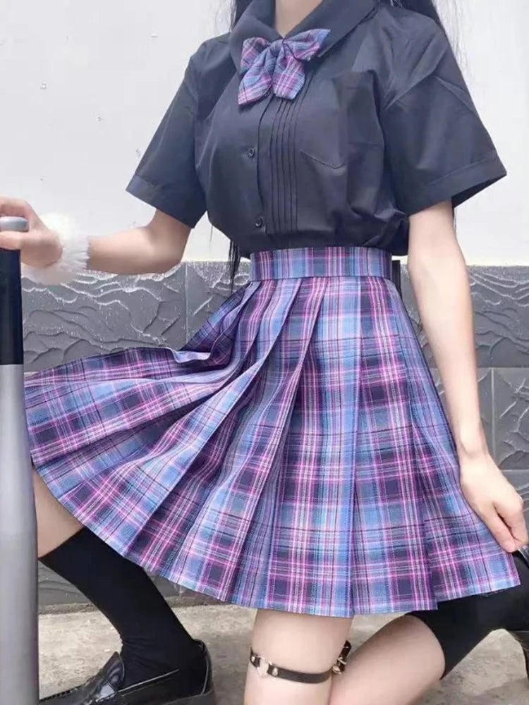 Plaid Bow-Knot Pleated Mini Skirt