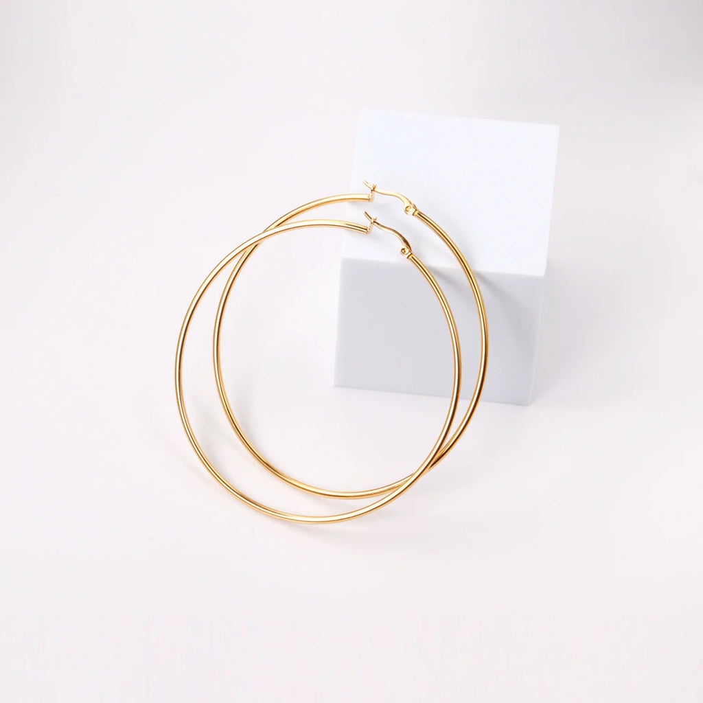 18K PVD Stainless Steel Hoop Earrings – Gold, Silver & Rose Gold