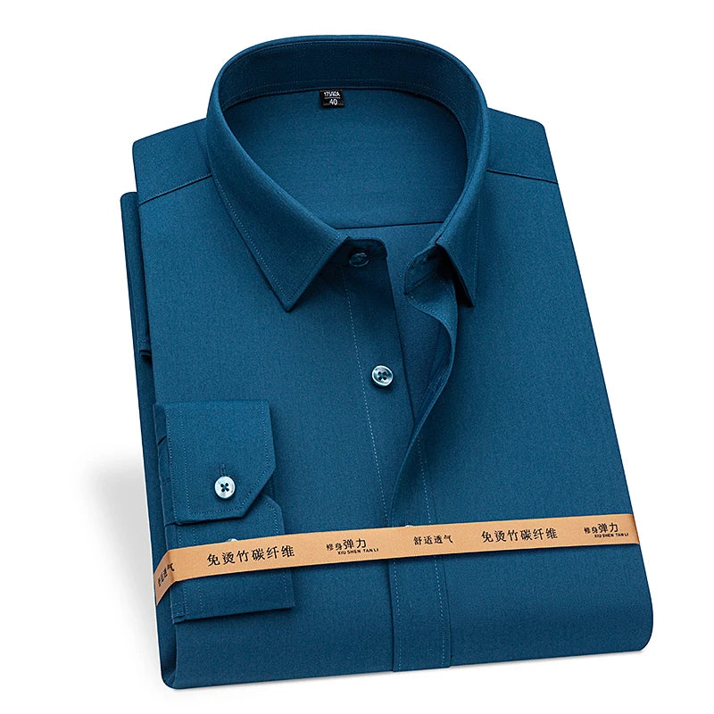 Men's Bamboo Fiber Dress Shirt — Wrinkle-Free, Slim Fit