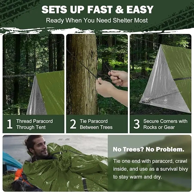 2-Person Mylar Tube Tent – Reusable Emergency Bivy Shelter & Thermal Blanket | 1 PC