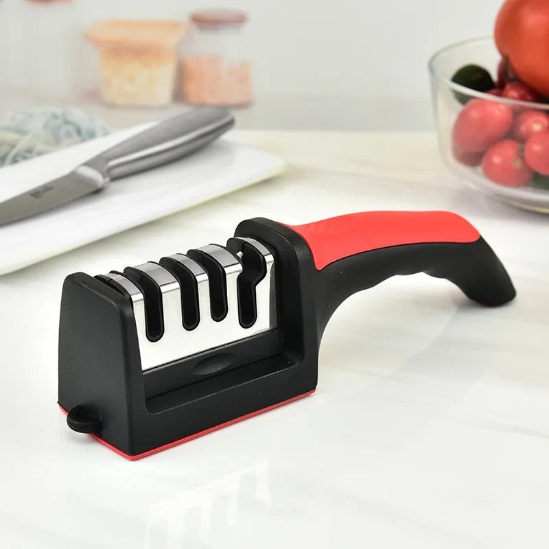 Afilador de Cuchillos de Cocina de 4 Segmentos — Afilador de Cuchillas Doméstico Multifunción