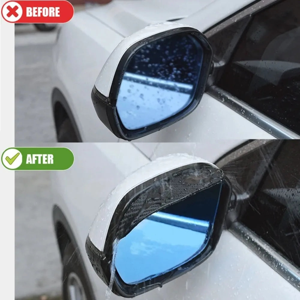 Car Rearview Mirror Rain Eyebrow Visor – Carbon Fiber Sun Shade & Rain Shield | 2 or 4 PCS