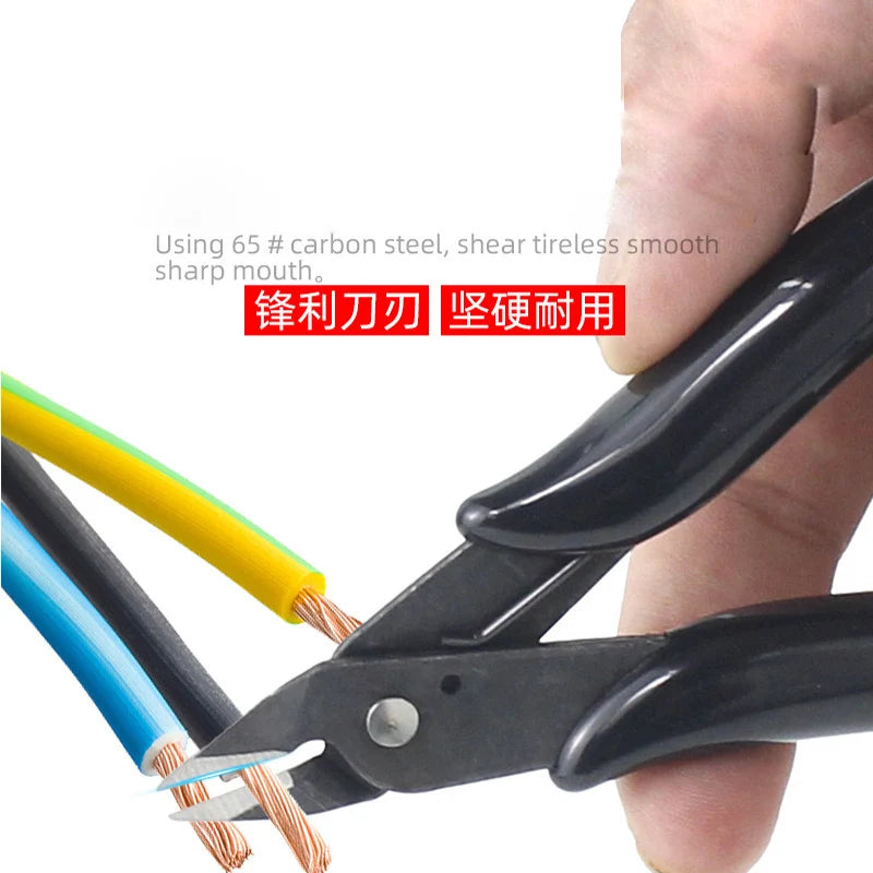 Mini Diagonal Wire Cutters — Flush Cut Side Snips with Spring Return