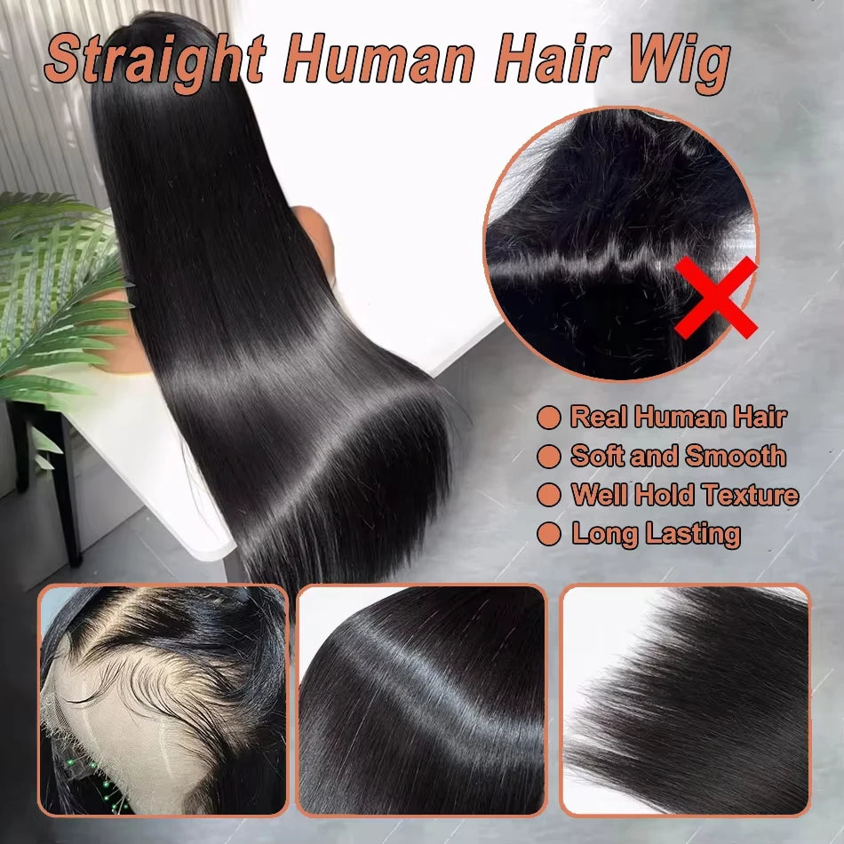 Bone Straight HD Lace Front Wig — 250% Density Brazilian Remy Human Hair