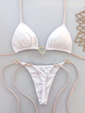 Bikini liso blanco 2025 para mujer, traje de baño de dos piezas con lazo de cintura baja, bañador femenino, купальник