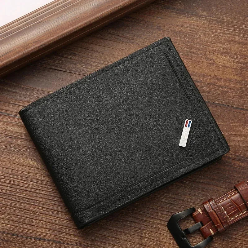 Men's Minimalist Foldable Wallet — Slim PU Leather Short Wallet