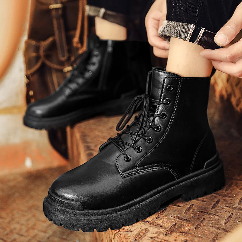 Men's Leather Ankle Boots – Outdoor Hiking, Work & Casual Wear