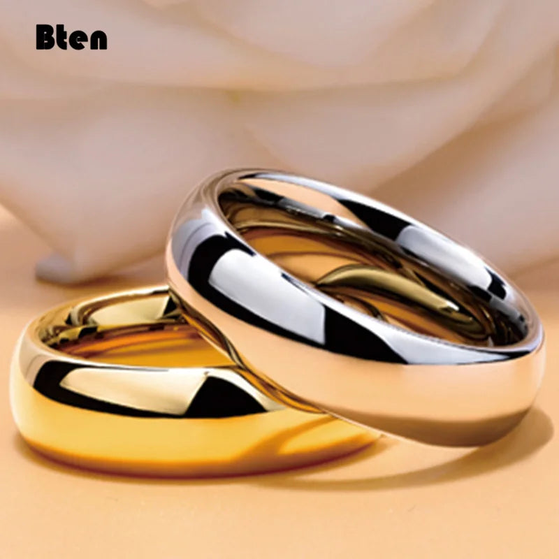 Anillo clásico liso pulido | 4 mm, 6 mm y 8 mm | Alianza de boda para mujer y hombre | Negro, Oro, Plata
