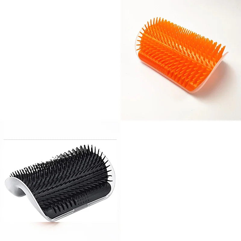 Cat Self-Groomer Brush & Massage Comb with Catnip – Corner Wall Scratcher for Kittens & Cats