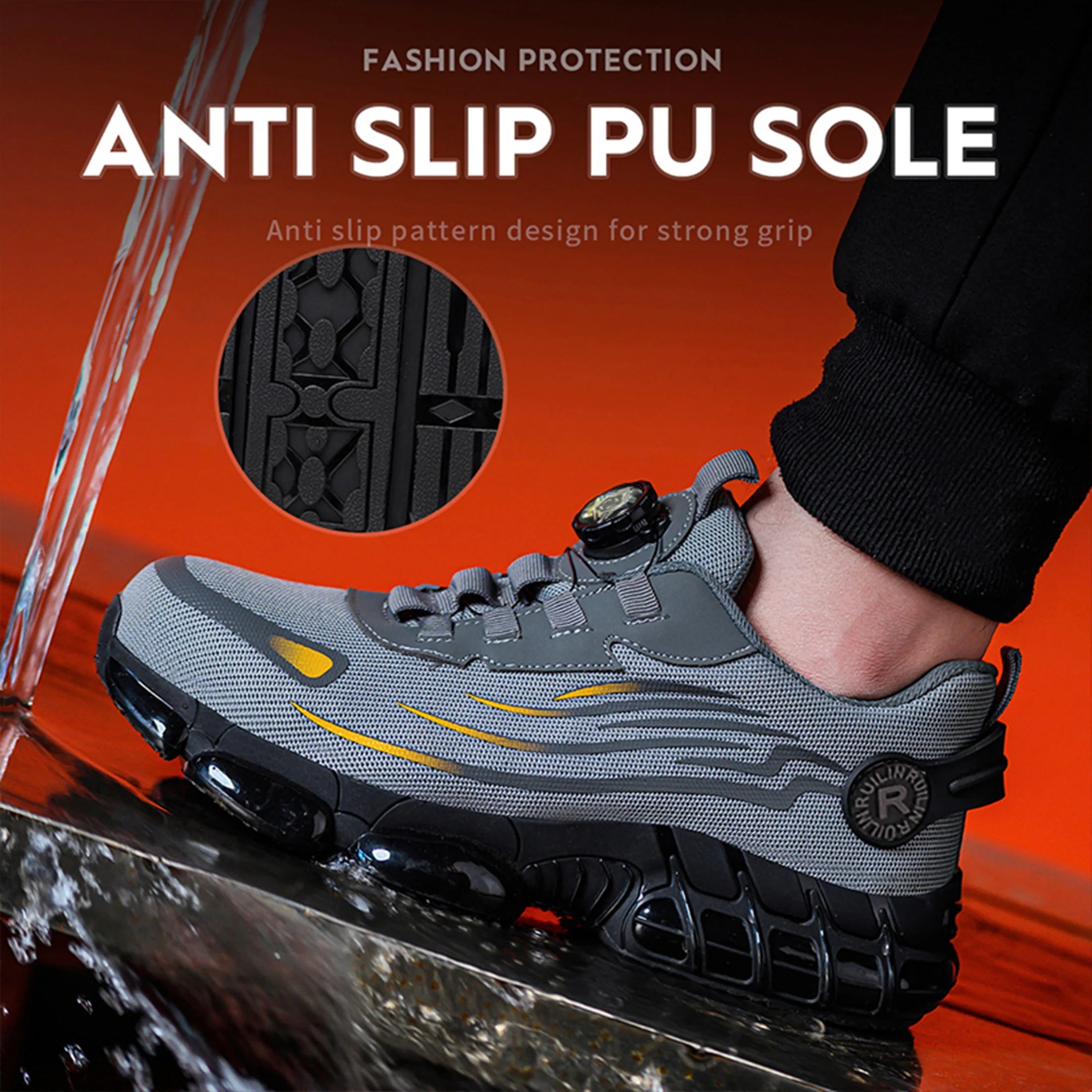 Unisex Steel Toe Safety Sneaker – Anti-Puncture Work Shoe with Air Cushion Sole