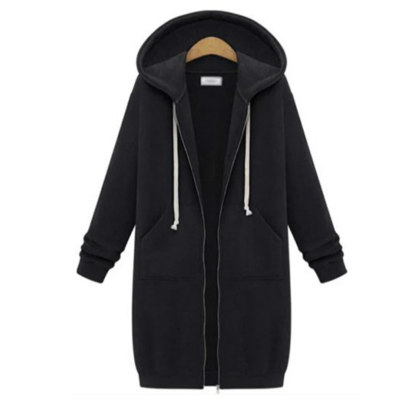 Longline Zip-Up Hoodie Coat – 5 Colors