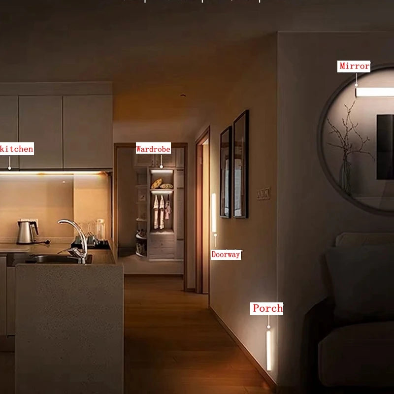 Motion Sensor LED Night Light – USB-C Rechargeable, Warm & Cool White, 4 Sizes