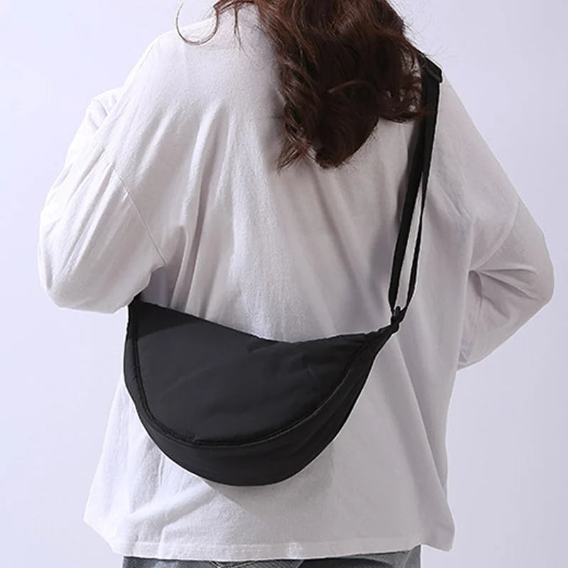Nylon Padded Crossbody Shoulder Bag — Lightweight Travel Messenger Bag for Women