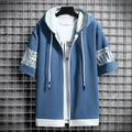 Summer Zip-Up Hoodie Set – Unisex Short Sleeve Graphic Hooded Top & Shorts