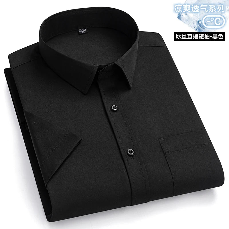 Anti-Wrinkle Men's Short Sleeve Dress Shirt - Slim Fit Business Casual (S-7XL)