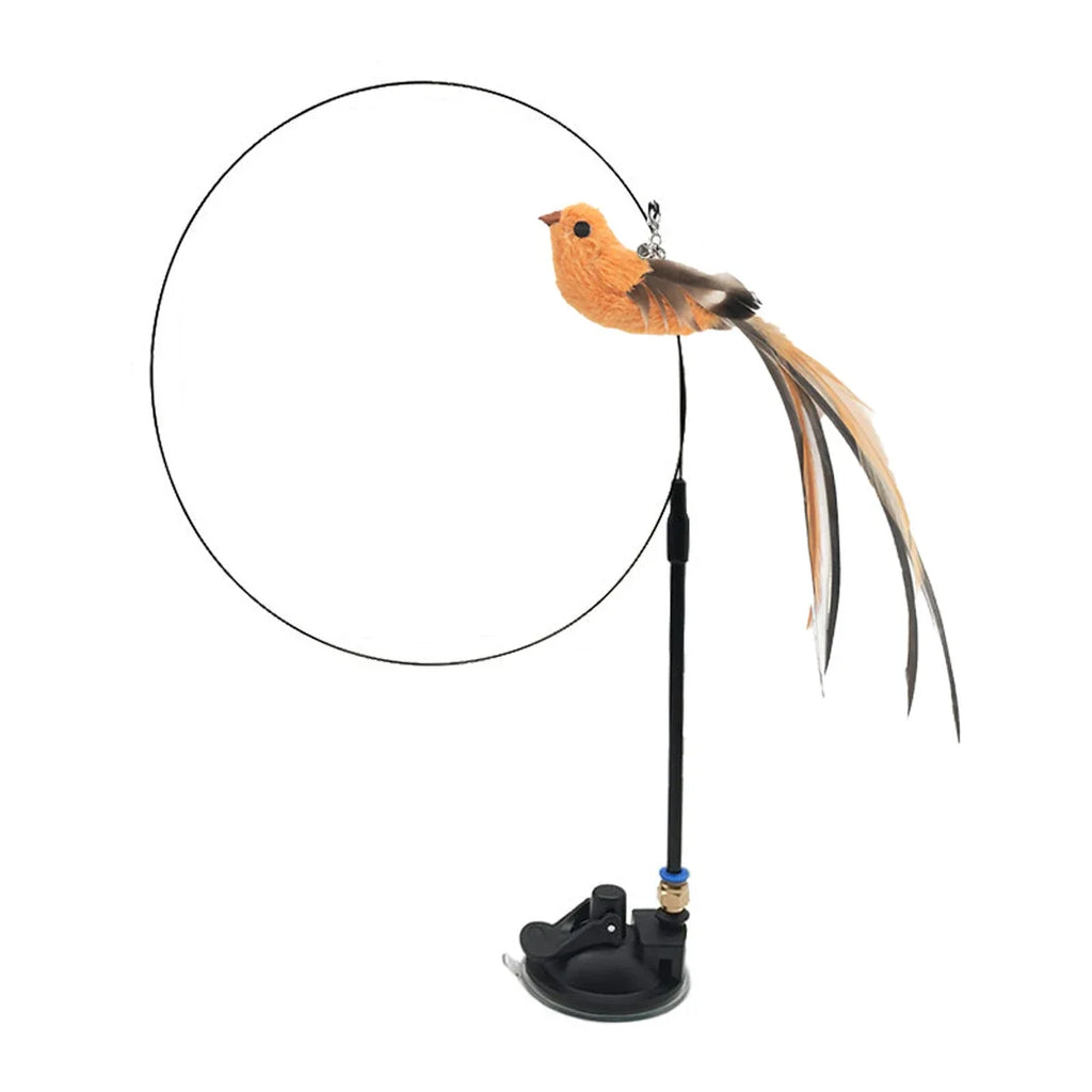 Juguete simulado para gatos con forma de pájaro – Varita de plumas con ventosa mejorada y varilla de alambre de acero