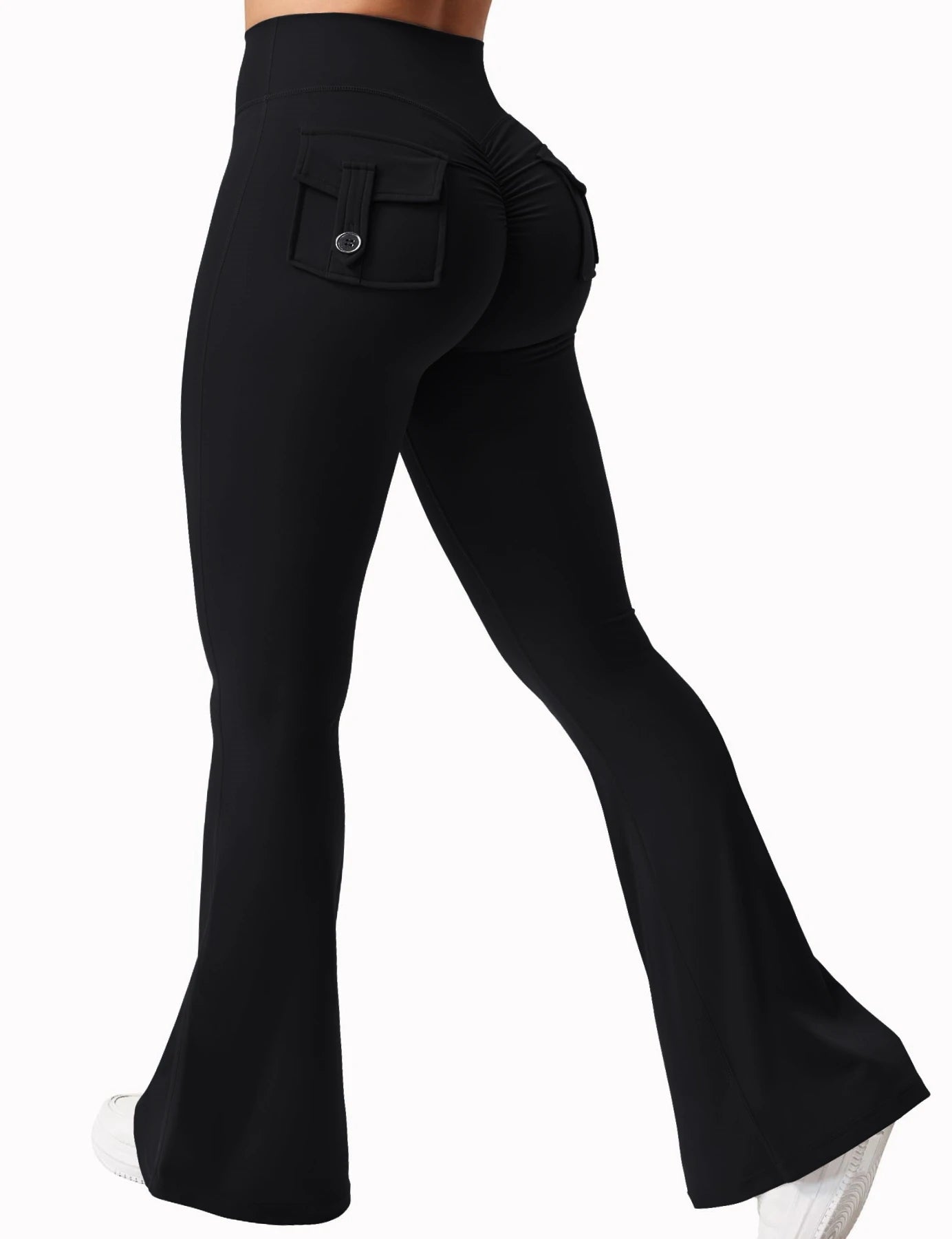 Leggings de yoga de pierna ancha para mujer, nuevos, de alta elasticidad, sensación de desnudez, compresión, ropa de trabajo de fitness con bolsillos, pantalón de yoga