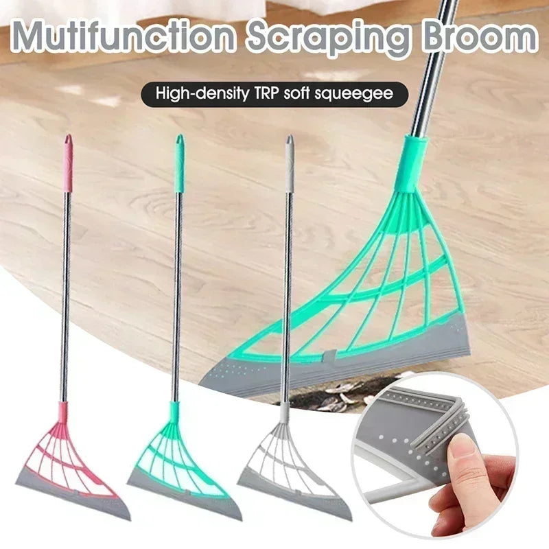 Silicone Rubber Broom & Floor Squeegee – Wet & Dry Cleaning Mop