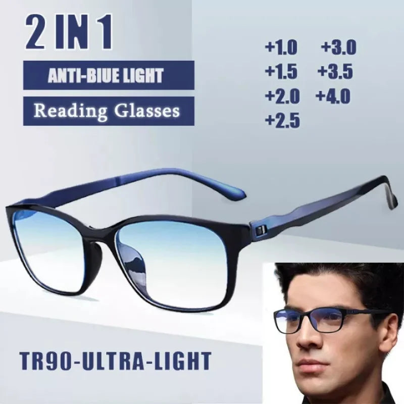 Anti-Blue Light Reading Glasses – Unisex, Rectangle Frame | +0 to +4.0