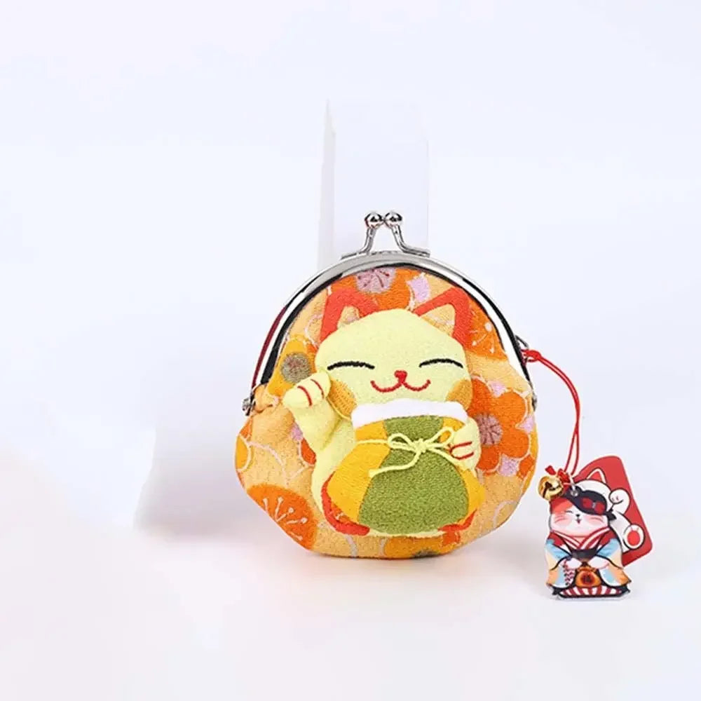 Maneki Neko Lucky Cat Coin Purse — Cute Japanese Fortune Cat Clasp Wallet & Gift