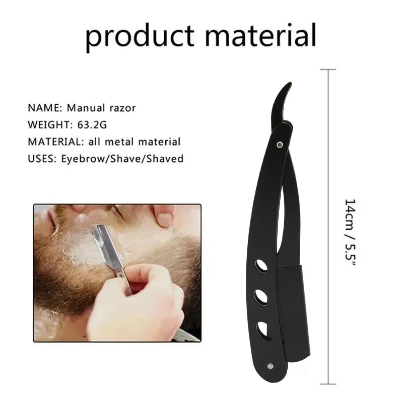 Classic Folding Straight Razor – Stainless Steel Shaving Set