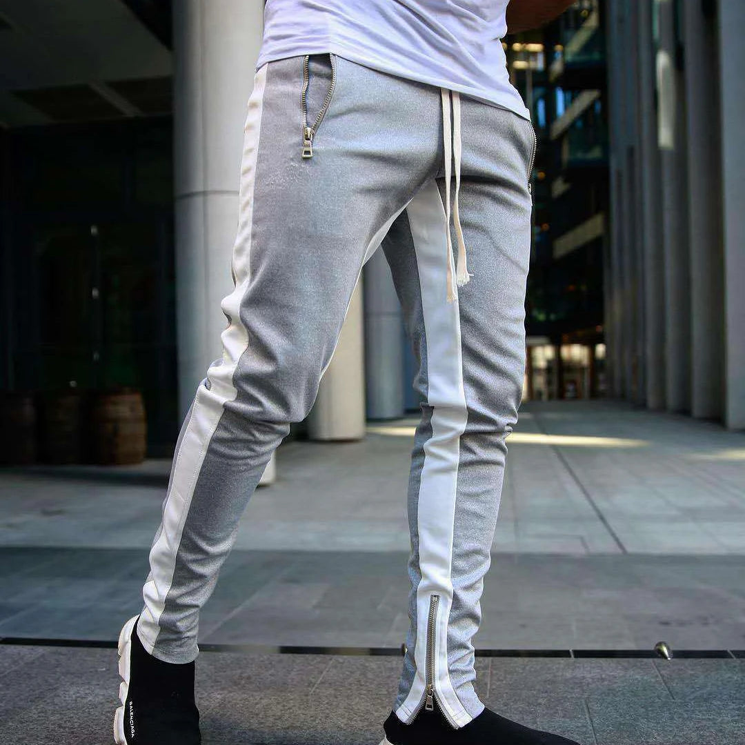 Men's Casual Knitted Jogger Pants with Optional Zip Pockets – Solid Color Sweatpants