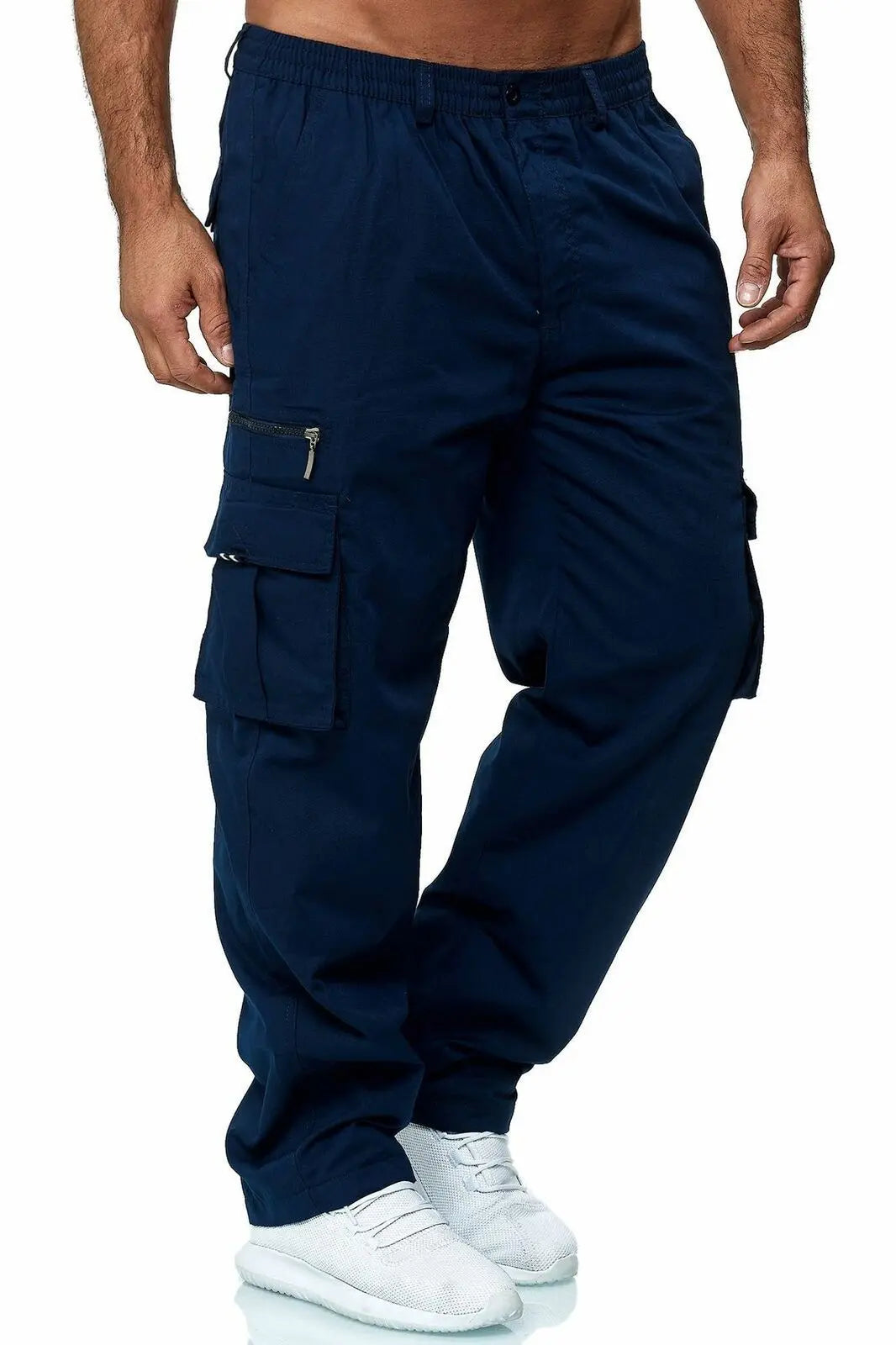 Men's Casual Knitted Jogger Pants with Optional Zip Pockets – Solid Color Sweatpants
