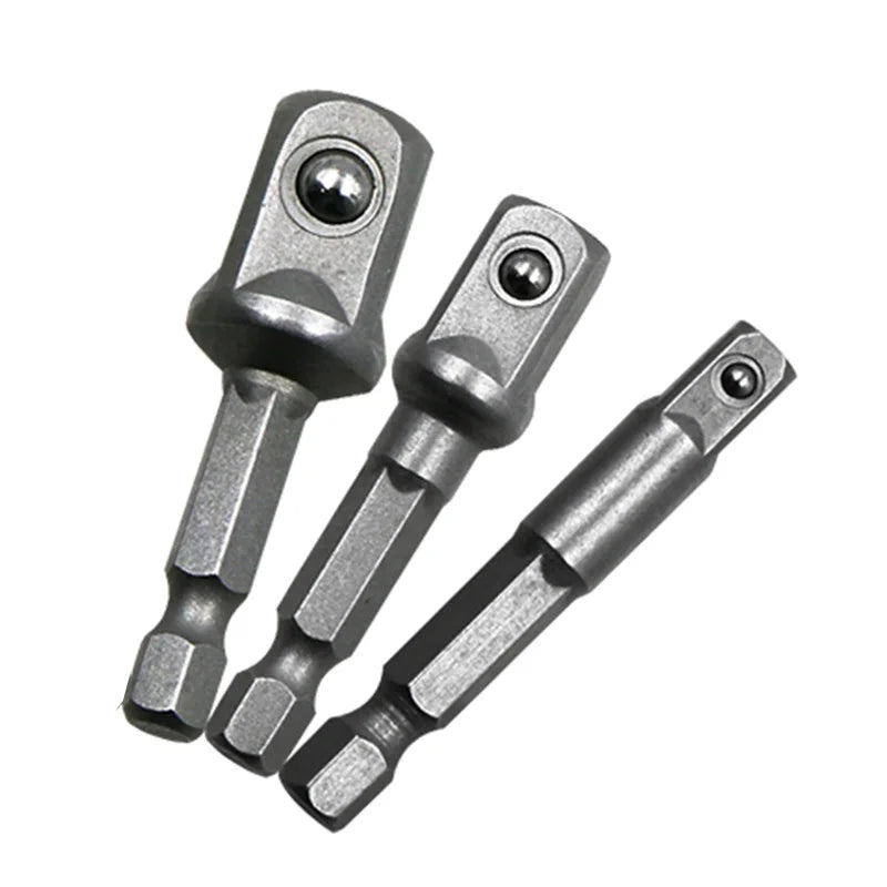 Hex Shank Socket Adapter Set — 1/4", 3/8" & 1/2" Drive
