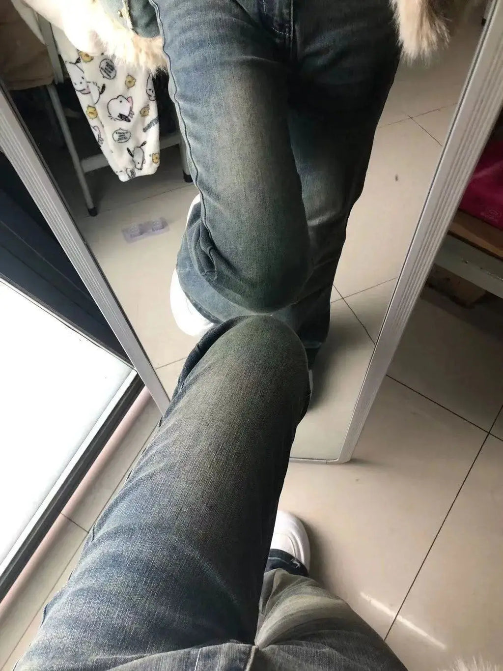 Retro High-Waist Bell-Bottom Jeans – Blue