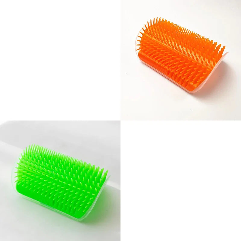 Cat Self-Groomer Brush & Massage Comb with Catnip – Corner Wall Scratcher for Kittens & Cats