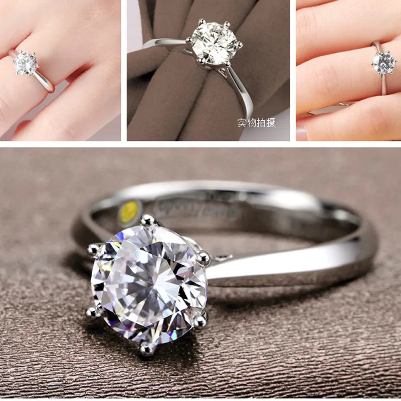 Anillos de boda finos para hombres y mujeres, regalo de plata de ley S925, color cristal austriaco, anillo de compromiso, joyería, Bague Femme