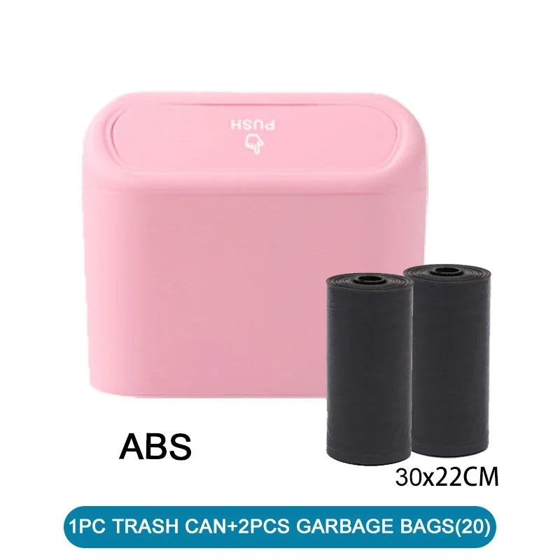 Car Trash Can with Lid – Mini Leak-Proof Bin with Garbage Bags