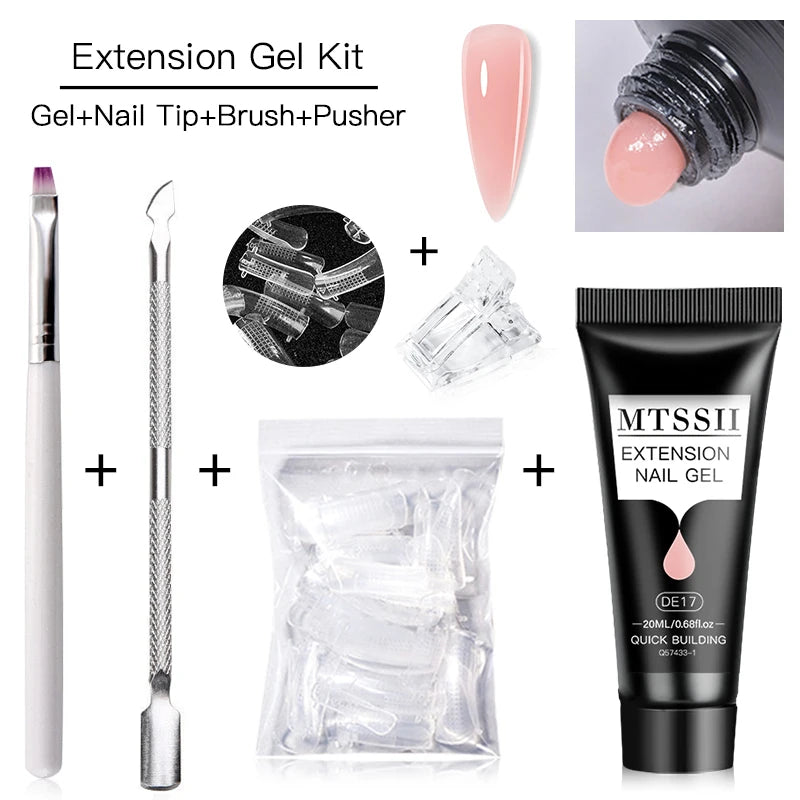5-Piece Poly Nail Extension Gel Set – 20ml UV/LED Soak Off